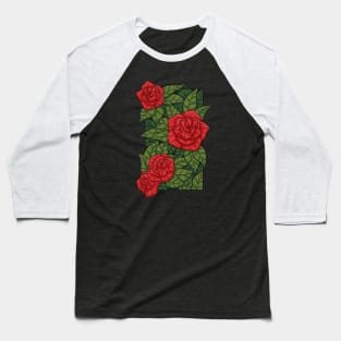 Vintage doodle illustration of Red Rose Baseball T-Shirt